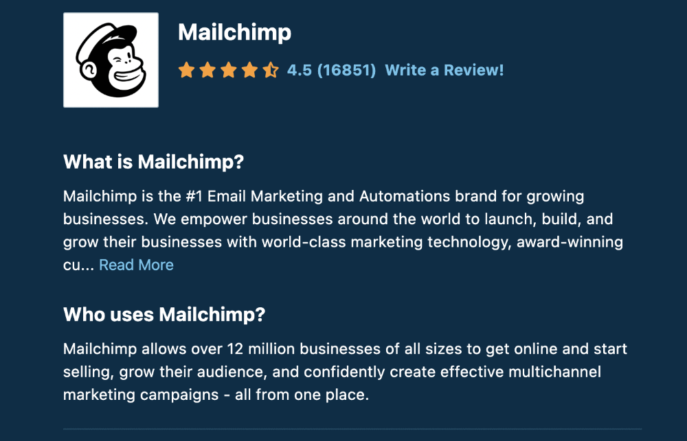 Mailchimp capterra