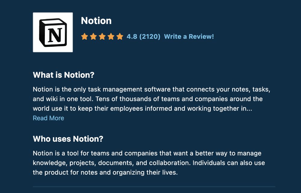 Notion capterra