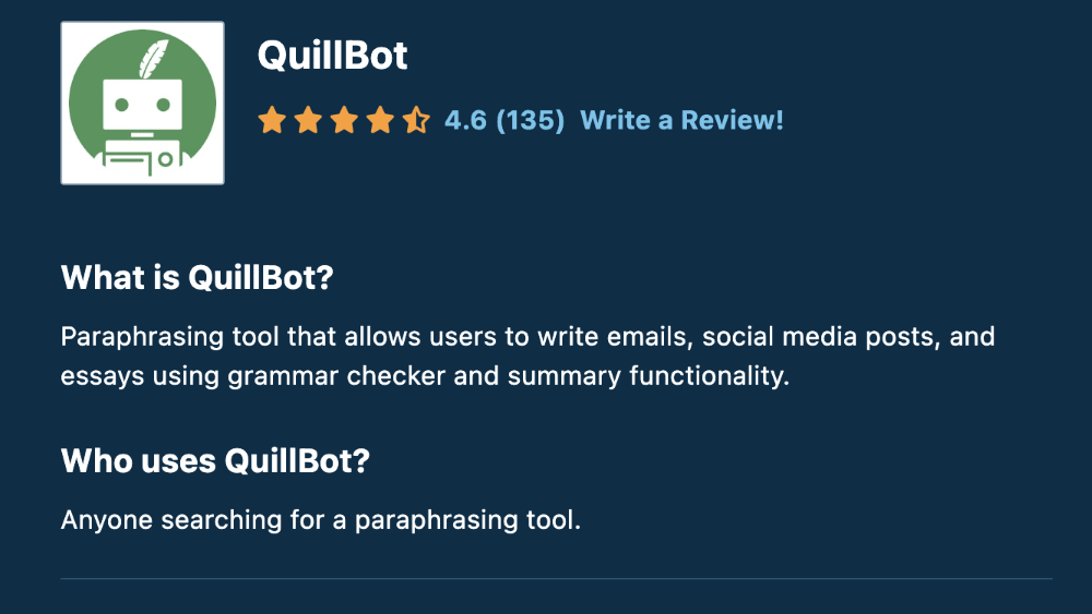 Quillbot capterra