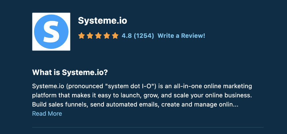 Systeme.io capterra