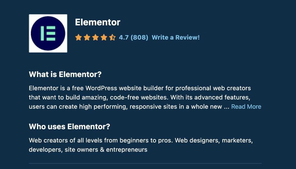 Elementor capterra