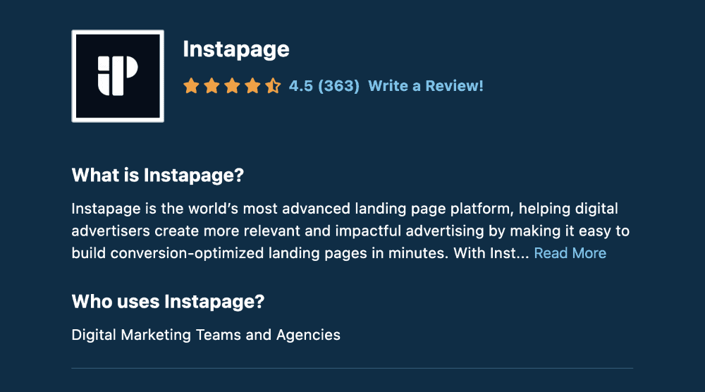 Instapage Capterra