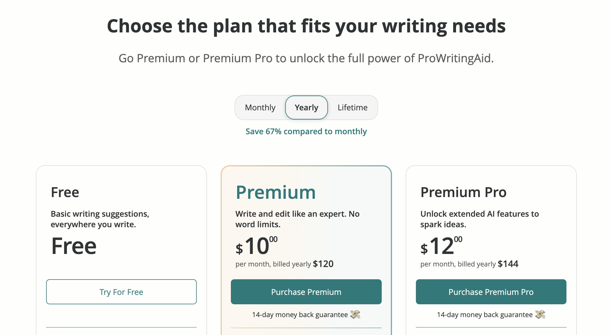 ProWritingAid Pricing