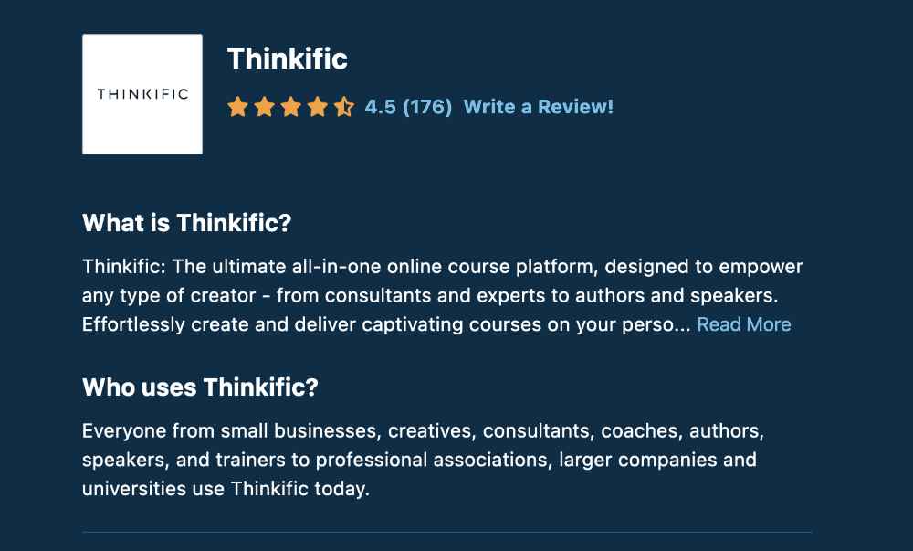 Thinkific Capterra