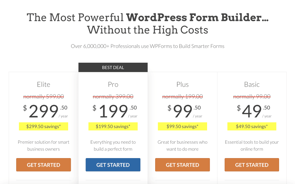 WP Forms Pricing