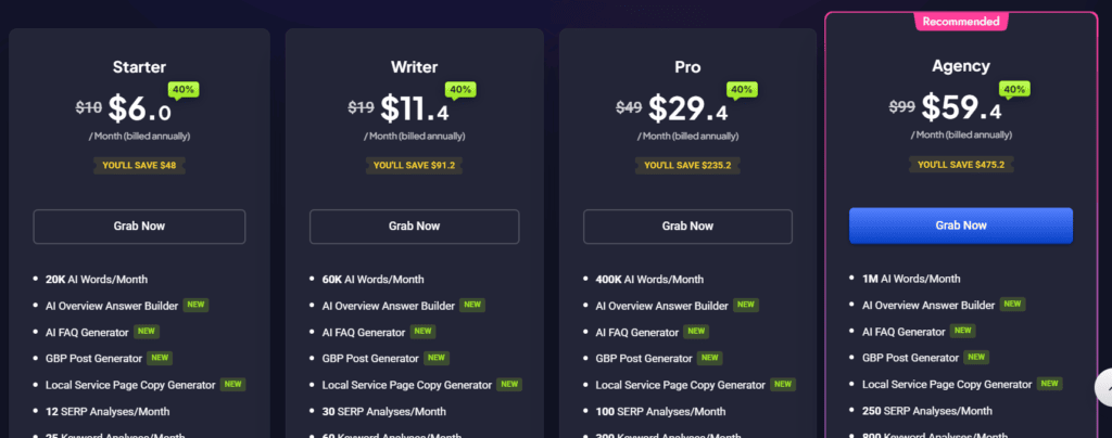 GetGenie pricing page